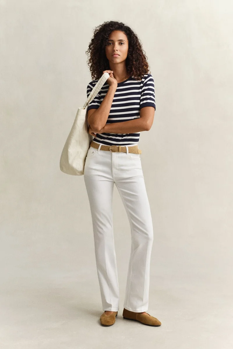 Gant  Striped Ribbed Short SleeveT-Shirt for Women | Best Price UAE